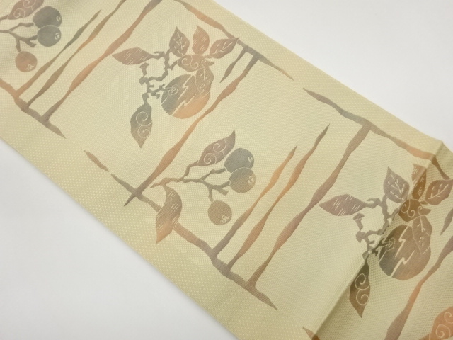 JAPANESE KIMONO / CHIKUZEN HAKATA / ABSTRACT FRUIT PATTERN WOVEN THE H